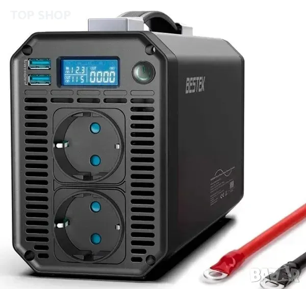 BESTEK Pure Sine Wave 1000W автомобилен инвертор на захранване DC 12V, снимка 1