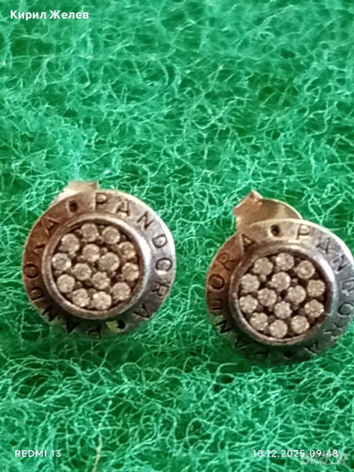 Реверсивни сребърни обеци от колекция Pandora Signature с кристали ЦИРКОН 25337, снимка 1