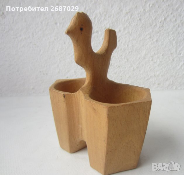 солница с петел  / пиле от дърво дърворезба, снимка 1