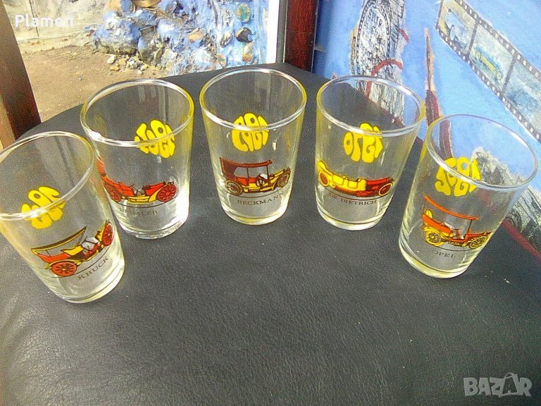 5 стари български чашки със стари коли, снимка 1