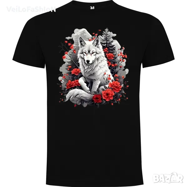 Нова детска тениска с Вълк - Вълчица в черен цвят, снимка 1