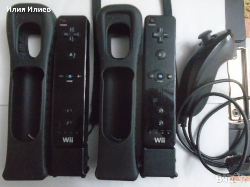 Nintendo Wii Controller With Motion Plus Adapter - Black - черни джойстици за Нинтендо, снимка 1