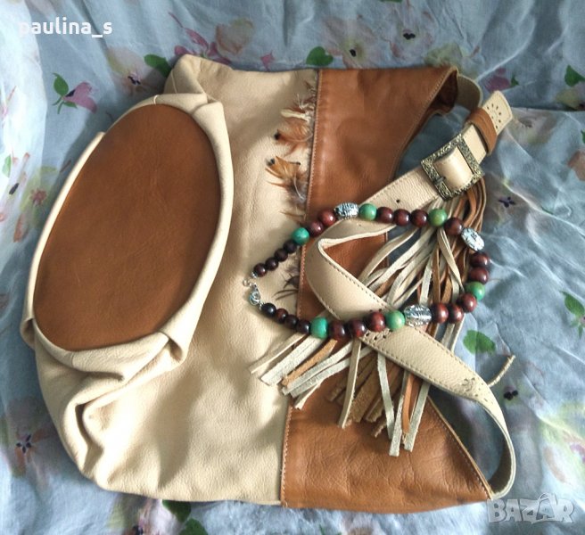 Двуцветна дамска чанта тип торба "Juan Jo" handmade handbags / genuine leather , снимка 1