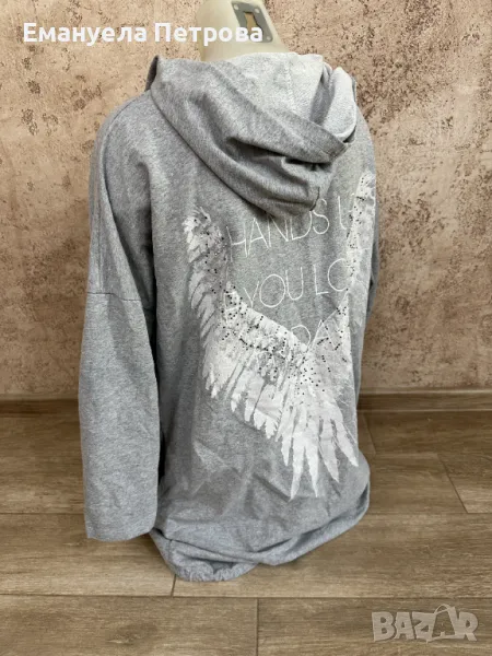 Дамска спортна жилетка - суитшърт - over-sized - С апликация на гърба - с крила, снимка 1