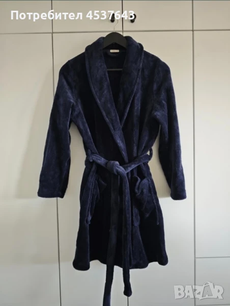 Супер топъл домашен халат Oysho - син и бял цвят, снимка 1