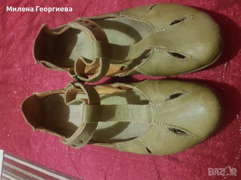 Зелени обувки, ест.кожа, н.38, снимка 1