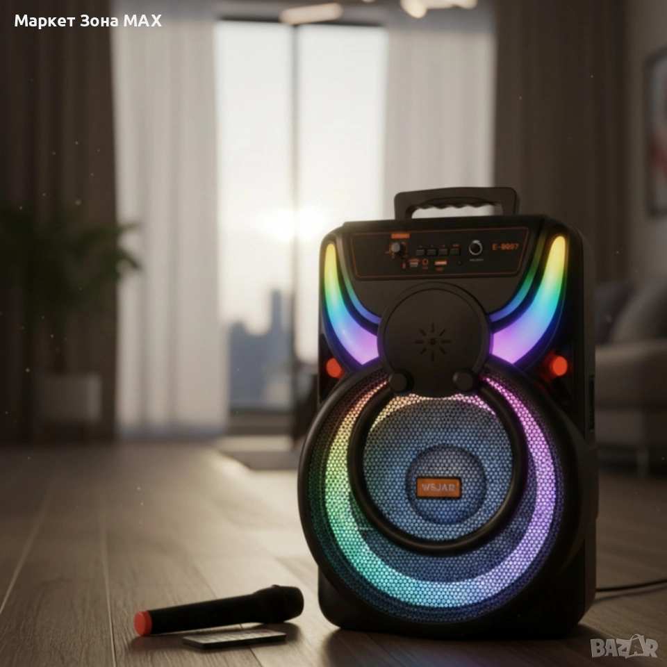 Мощна преносима Bluetooth тонколона WSJAR E-8807 – Караоке, FM, LED ефекти, снимка 1
