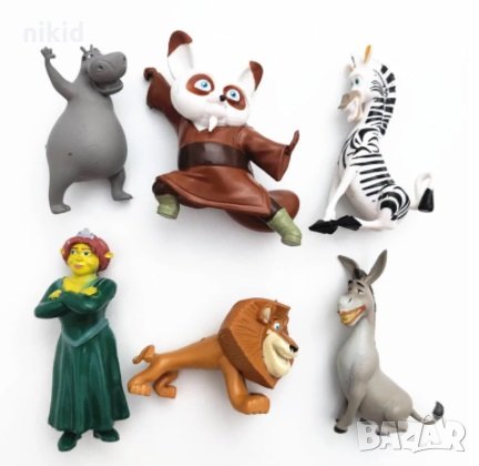 6 бр Мадагаскар Madagascar пластмасови фигурки играчки торта, снимка 1