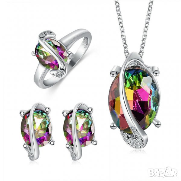 Бижутериен комплект с цветни циркони, снимка 1