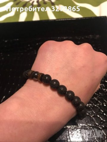 Мъжка гривна от натурален вулканичен лава камък, снимка 2 - Гривни - 35413778