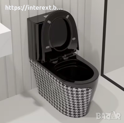 Керамичен моноблок Черен гланц – дизайнерски пепит, снимка 2 - Строителни материали - 54073429