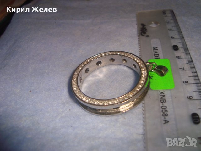 СТАР ПОСРЕБРЕН ВЕНТИДЖ АРТ МЕДАЛЬОН ВИСУЛКА с ИНКРУСТИРАНИ КРИСТАЛЧЕТА 28339, снимка 2 - Колиета, медальони, синджири - 37395567