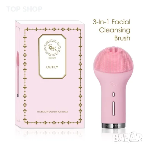SVK CUTILY 3-в-1 звукова четка за почистване на лице от силикон с подгряване, почистващ масажор за л, снимка 2 - Маши за коса - 48763277