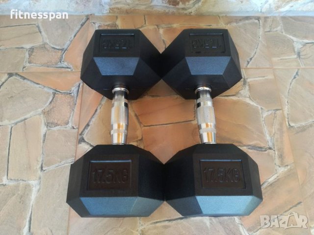 Хексалгенови дъмбели 2 бр. х 17,5 кг., снимка 5 - Фитнес уреди - 37596736