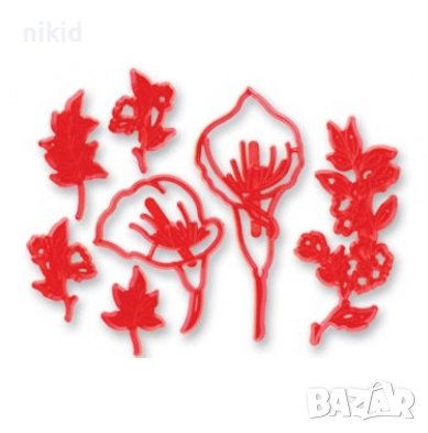 Цвете Кала Калия листа пластмасова форма форми сет щампа печат печати резец резци торта фондан 