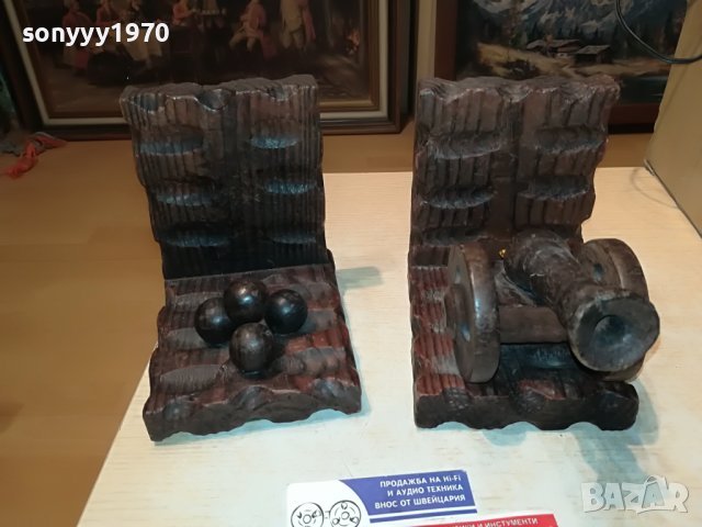 ДЪРВЕНИ ДЪРЖАЧИ ЗА КНИГИ 2БР ОРЪДИЕ И ТОПЧЕТА 0804231856, снимка 2 - Антикварни и старинни предмети - 40303358