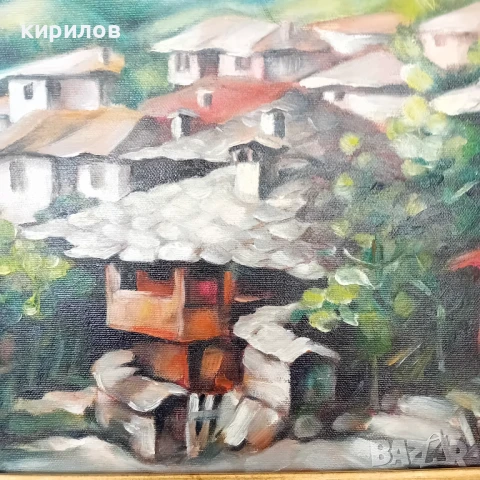 Маслена картина със селски пейзаж, снимка 8 - Картини - 50782134