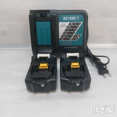 НОВ Комплект Зарядно DC18RC T + 2 x Батерии BL1855 18V 5.5Ah (99Wh) за Makita LXT