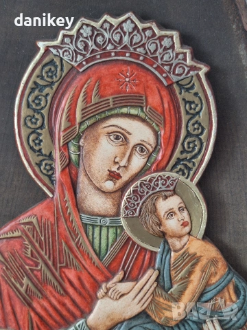 Голяма икона ръчно изрисуван направена върху дърво, снимка 3 - Икони - 53269368