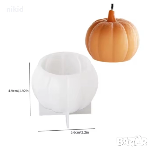 3D 3 размера тиква силиконов молд форма фондан шоколад гипс смола свещ декор, снимка 4 - Форми - 52518210