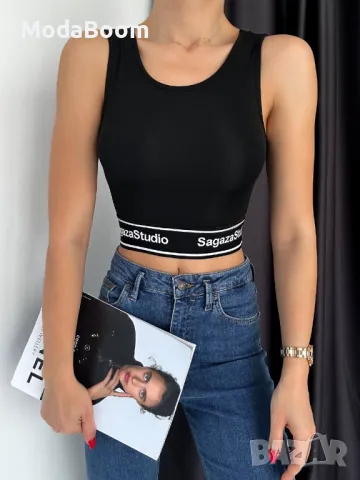 Черен дамски кроп топ 