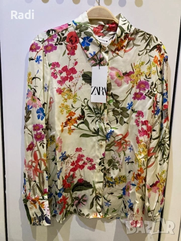 Нова сатенирана риза M ZARA, снимка 5 - Ризи - 54011209