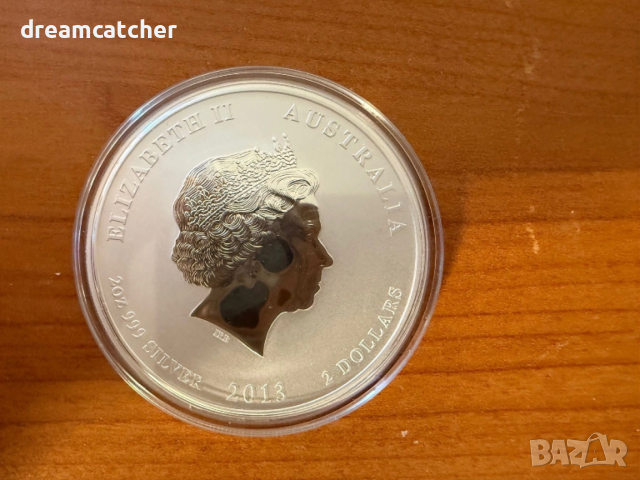 2 OZ СРЕБРО 2013 - ГОДИНА НА ЗМИЯТА ЛУНАР - АВСТРАЛИЯ МОНЕТА, снимка 2 - Нумизматика и бонистика - 54281043