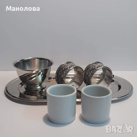 Сервиз за кафе с поднос и захарница., снимка 5 - Други ценни предмети - 53123828
