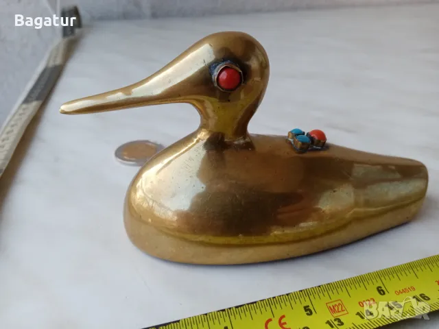 Бронз,Преспапие,фигура,месинг,корал,арт деко патка,птица,Рр, снимка 8 - Антикварни и старинни предмети - 48489593