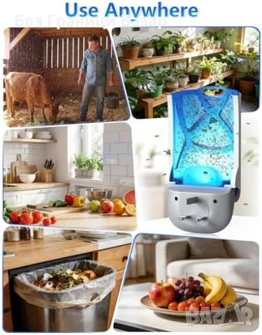 Нов Електрически UV капан за мухи комари молци с 6 лепенки пълнителя, снимка 8 - Други стоки за дома - 53915630