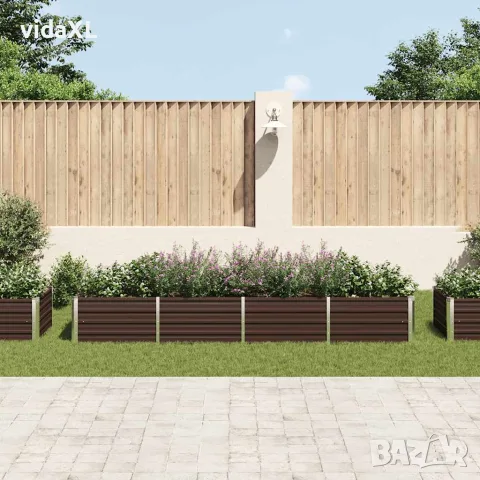 vidaXL Градинска висока леха кафява 320x80x45 см поцинкована стомана, снимка 3 - Саксии и кашпи - 56147581