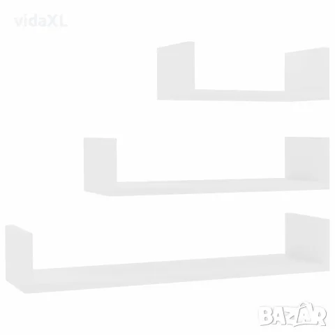 vidaXL Стенни рафтове, 3 бр, бели, инженерно дърво, снимка 1 - Етажерки - 56147751