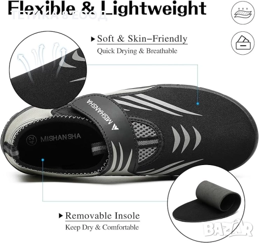 Нови аква обувки, черни, снимка 4 - Водни спортове - 52333893