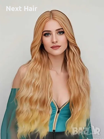 Оранжева къдрева перука с руси краища на път, снимка 11 - Аксесоари за коса - 52896203