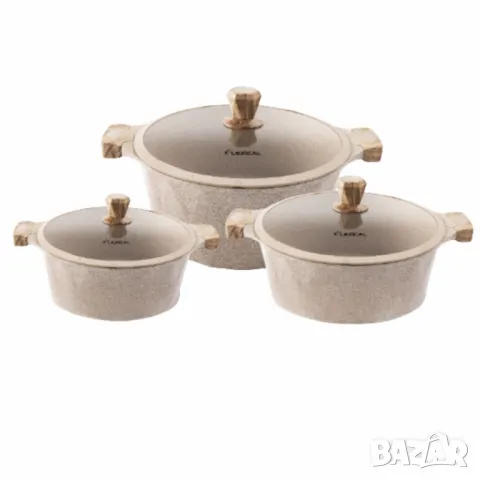 Гранитен комплект касероли Lexical  PEARL SERIES, снимка 4 - Съдове за готвене - 49941980