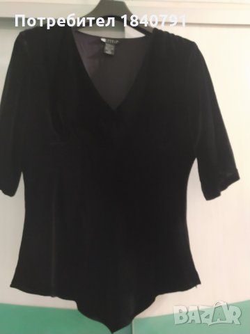 Черно кадифе/коприна – елегантна блуза, снимка 2 - Корсети, бюстиета, топове - 31648302