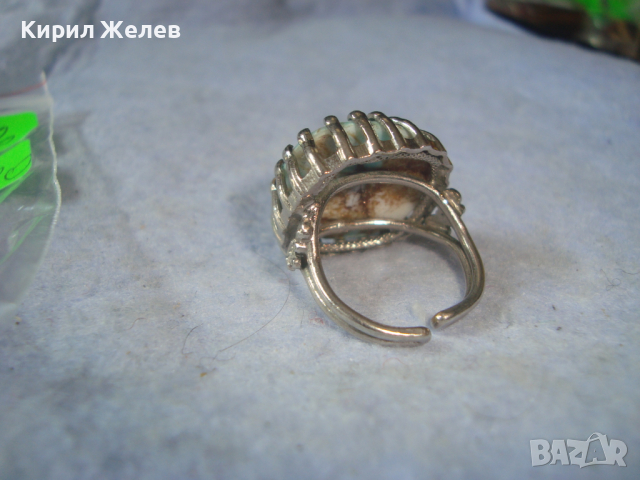 ПОСРЕБРЕН ТЮРКОАЗЕН АРТ ПРЪСТЕН РЕГУЛИРУЕМ с ШЛИФОВАН ЮВЕЛИРНО НАТУРАЛЕН ТЮРКОАЗ 26620, снимка 7 - Пръстени - 36382032