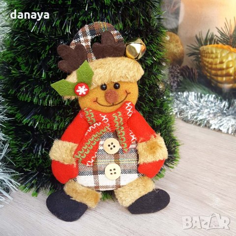 1800 Коледна декорация за стена Дядо Коледа Снежко Еленче със звънче, снимка 3 - Декорация за дома - 30708758