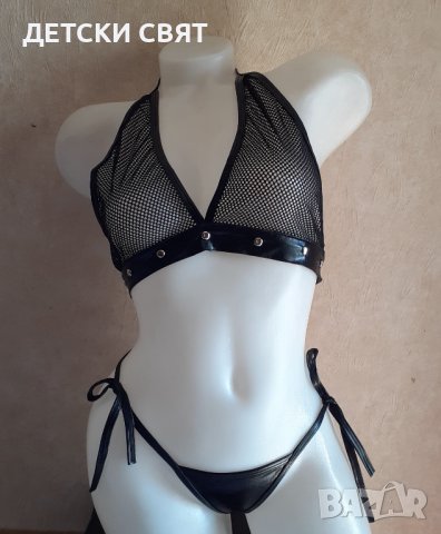 Еротичен сет с кожен ефект, 3части, снимка 5 - Бельо - 40564658