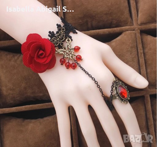 Дамско украшение с пръстен и роза, снимка 2 - Други - 31806175