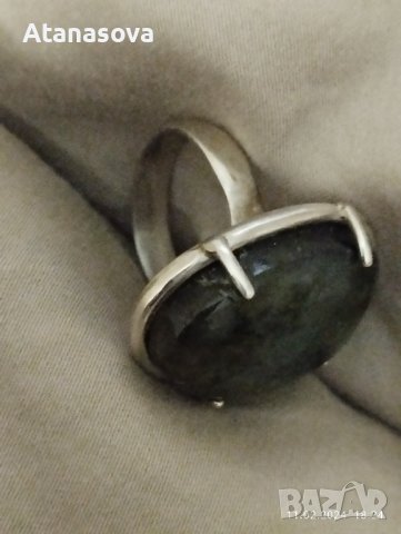 Продавам масивен пръстен с камък лабрадорит , снимка 2 - Пръстени - 44244339