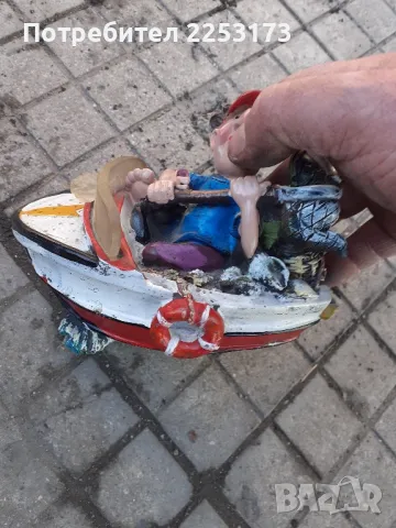 Стара рисувана декорация на рибар, снимка 2 - Колекции - 48750961