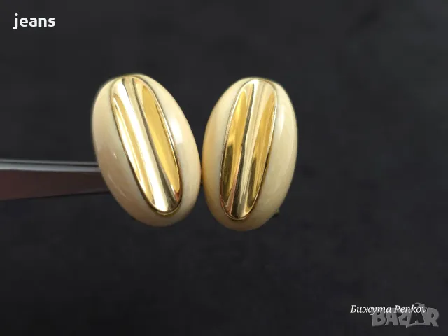 Винтидж обеци от 60те злато 18 карата и слонова кост, снимка 11 - Обеци - 48676939