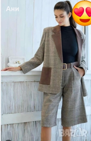 Разпродажба Дамски блейзър каре и пепит М/Л, снимка 2 - Комплекти - 52092132