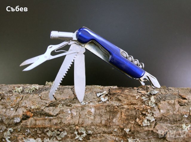 Туристическо джобно ножче с фенерче и 10 приставки, снимка 5 - Ножове - 40026233