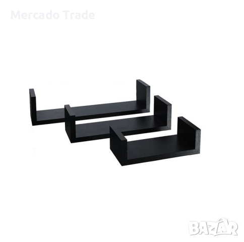 Комплект декоративни рафтове Mercado Trade, За стена, 3бр., Тъмнокафяви, снимка 2 - Декорация за дома - 44602455