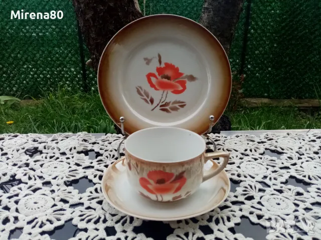 Антикварен сервиз за чай, снимка 7 - Антикварни и старинни предмети - 49756501