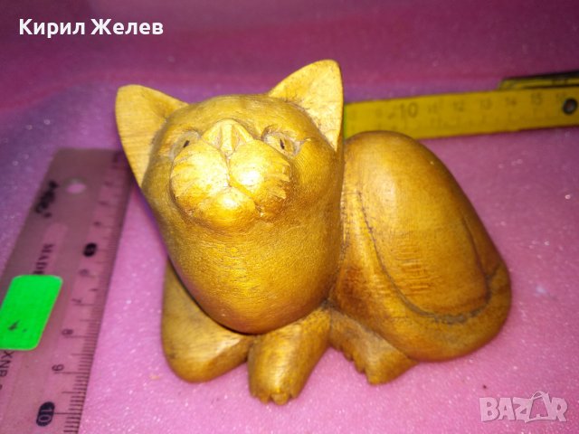 СИМПАТИЧНО МАЛКО СЛАДКО КОТЕНЦЕ ДЕКОРАТИВНА ДЪРВЕНА ФИГУРКА Стара РЪЧНА АРТ ИЗРАБОТКА 42883, снимка 6 - Статуетки - 44314427