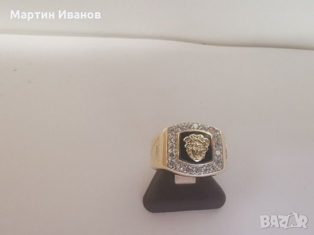 Златен мъжки пръстен с оникс и циркони в Пръстени в гр. Шумен - ID30831006  — Bazar.bg