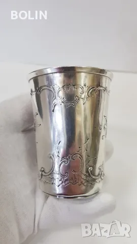 Рядка колекционна сребърна чаша с ангел, ангелче 19ти век, снимка 4 - Антикварни и старинни предмети - 50049926